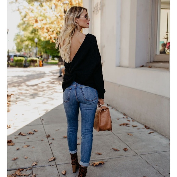 LENORA Twist Back Sweater in Classic Black - Picture 4 of 8